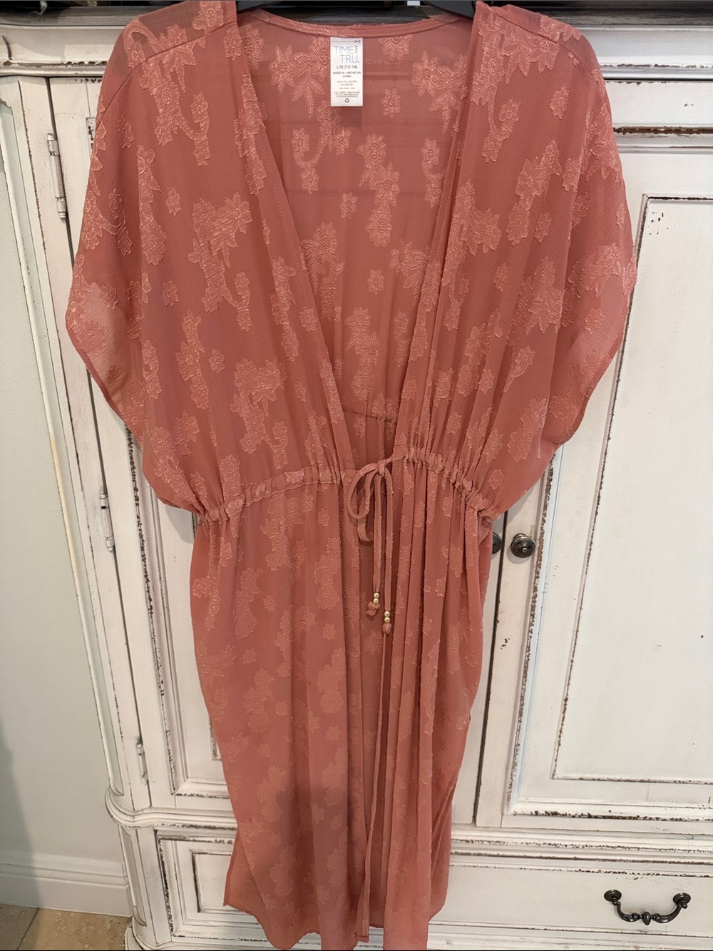 Time and Tru Dusty Rose Floral Jacquard Top